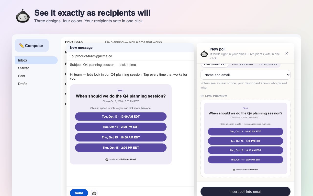 A live preview of the poll card inside the email